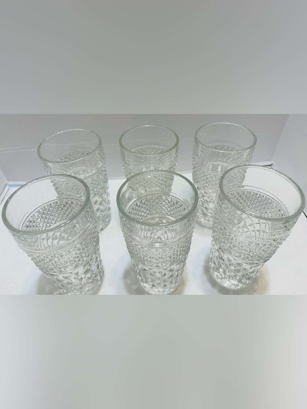 6 Vintage Anchor Hocking Wexford 6 1/4” Ice Tea Tumblers. Thick and heavy.